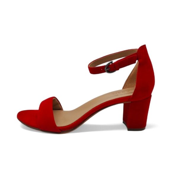 Naturalizer Women's Size 9 W Red Vera Suede Block Heel Ankle Strap Dress Sandals - Picture 3 of 14